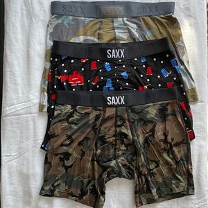 SAXX Men's Boxer Briefs - Camo, Black, and Multicolor Patterns - (3) New, No tag